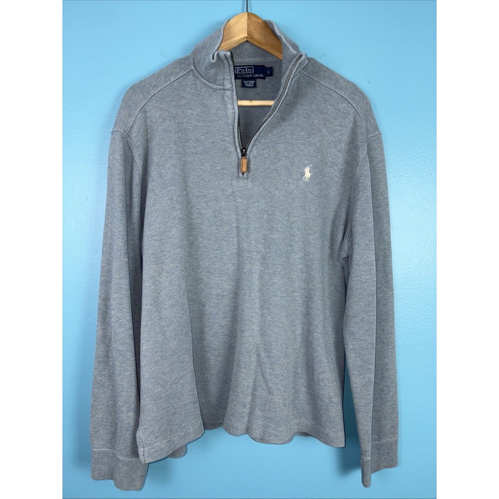 Vintage Ralph Lauren Polo Sweater Pullover Long Sleeve Quarter Zip Single Stitch